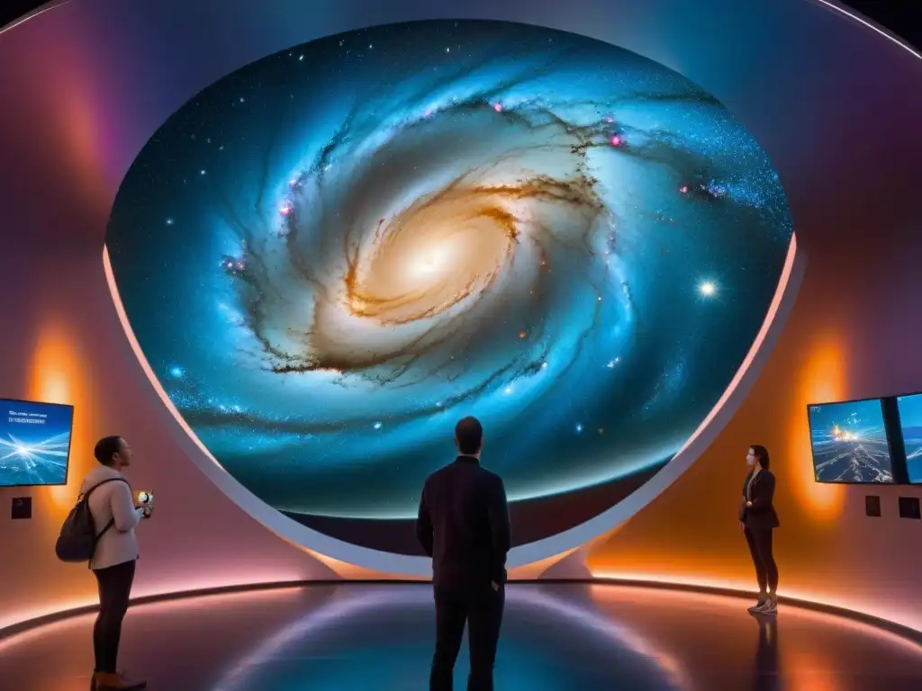 Una exposición virtual de astronomía intergaláctica deslumbrante con galaxias, nebulosas y sistemas planetarios en un espacio futurista