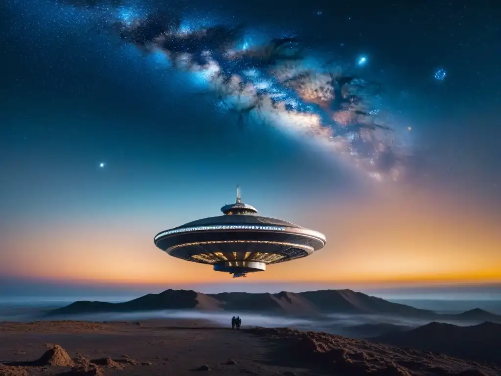 Estación espacial futurista en el cosmos infinito Una visión detallada del espacio, con estrellas y galaxias lejanas brillando en la oscuridad