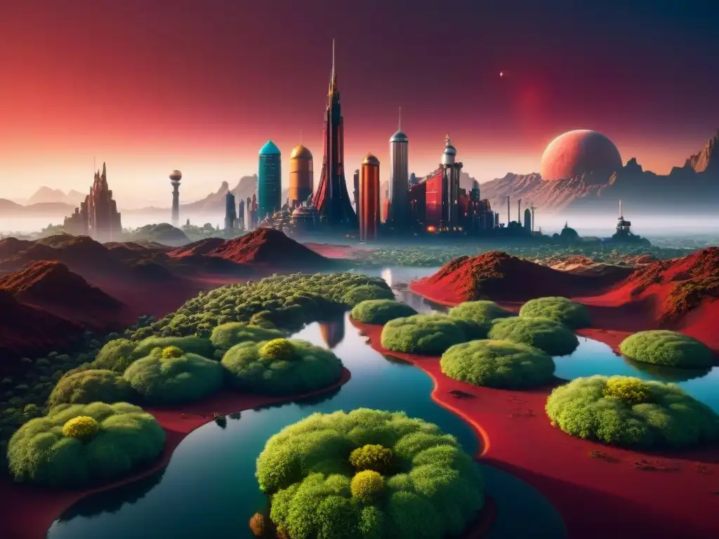 Una visión futurista en Marte donde la ecología y la ciencia ficción se fusionan en un paisaje impresionante