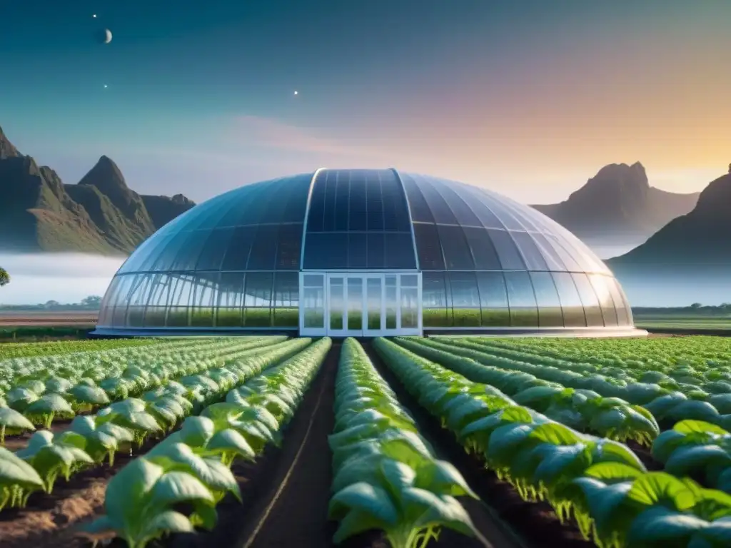 Una visión futurista de agricultura extraterrestre para la futura población espacial