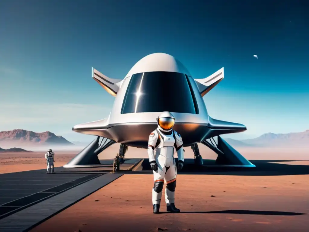 Elon Musk lidera su visión del mundo interplanetario con un equipo de científicos en una bulliciosa nave espacial futurista