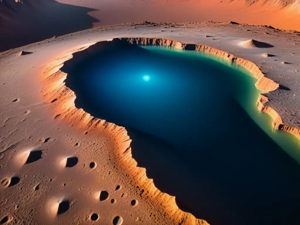Contrastes extremos en Mercurio: calor abrasador y frío helado Vista detallada de la superficie de Mercurio, con sus características extremas de calor y frío, revelando un paisaje desolado y aislado en el espacio