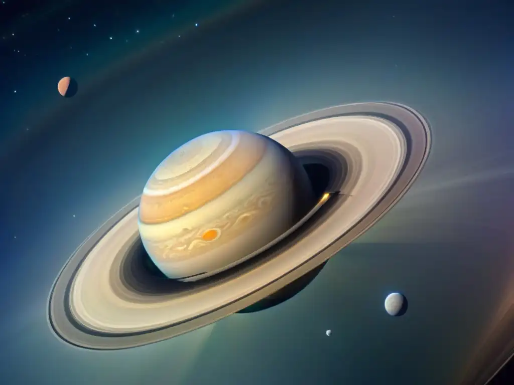 Vista impactante de Saturno desde su luna, mostrando sus anillos en detalle