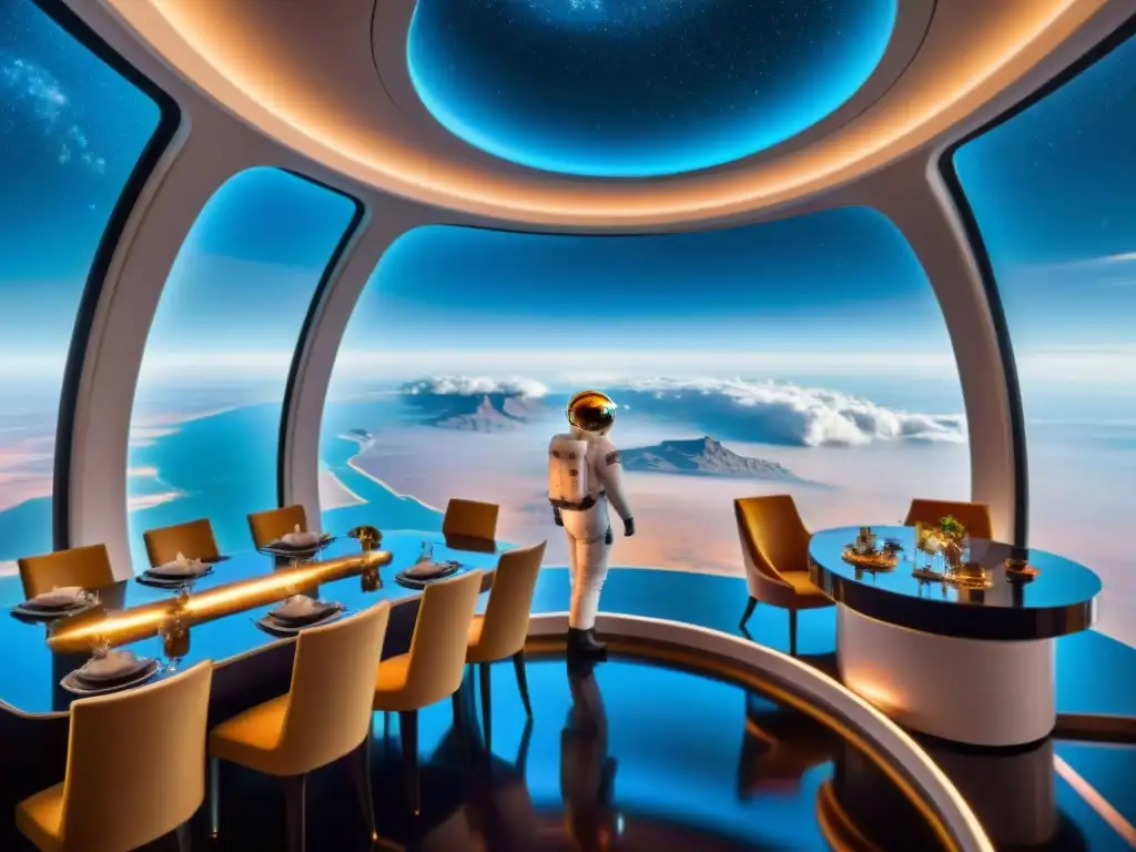 Vista impresionante de hotel espacial con servicios exclusivos turismo espacial