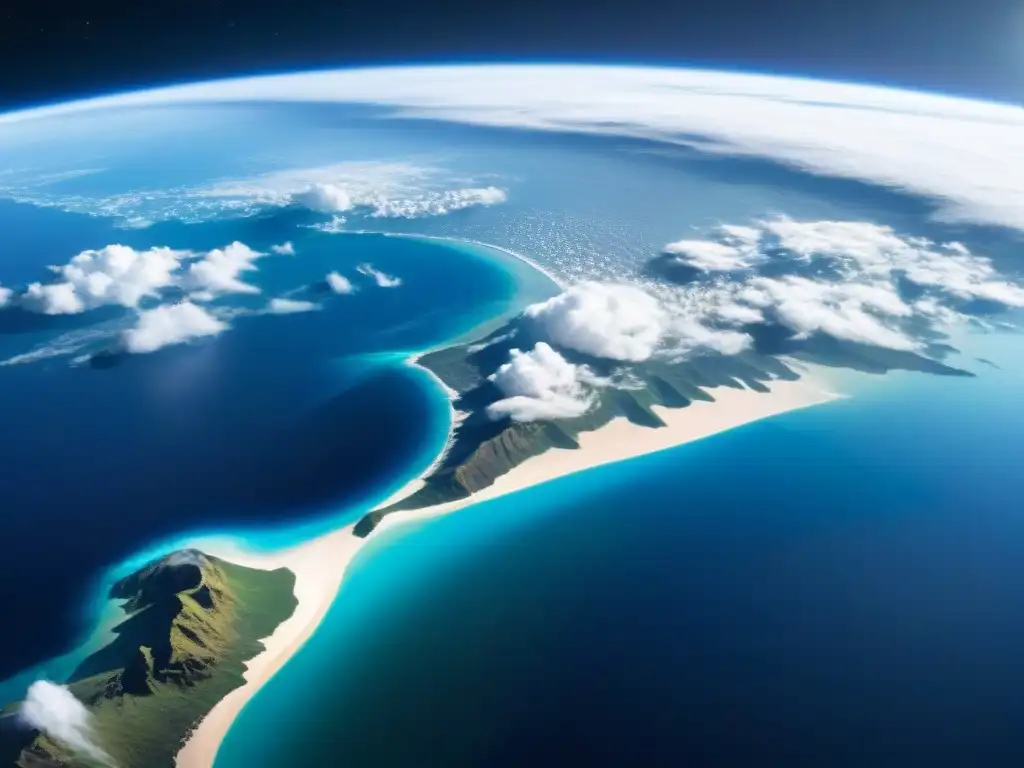 Vista majestuosa de la Tierra desde el espacio, resaltando la belleza y fragilidad del planeta