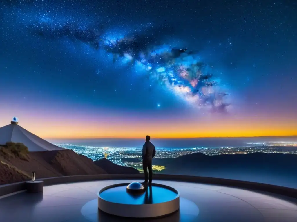 Vista nocturna estrellada desde observatorio en El Museo de Ciencia y el Cosmos en Tenerife