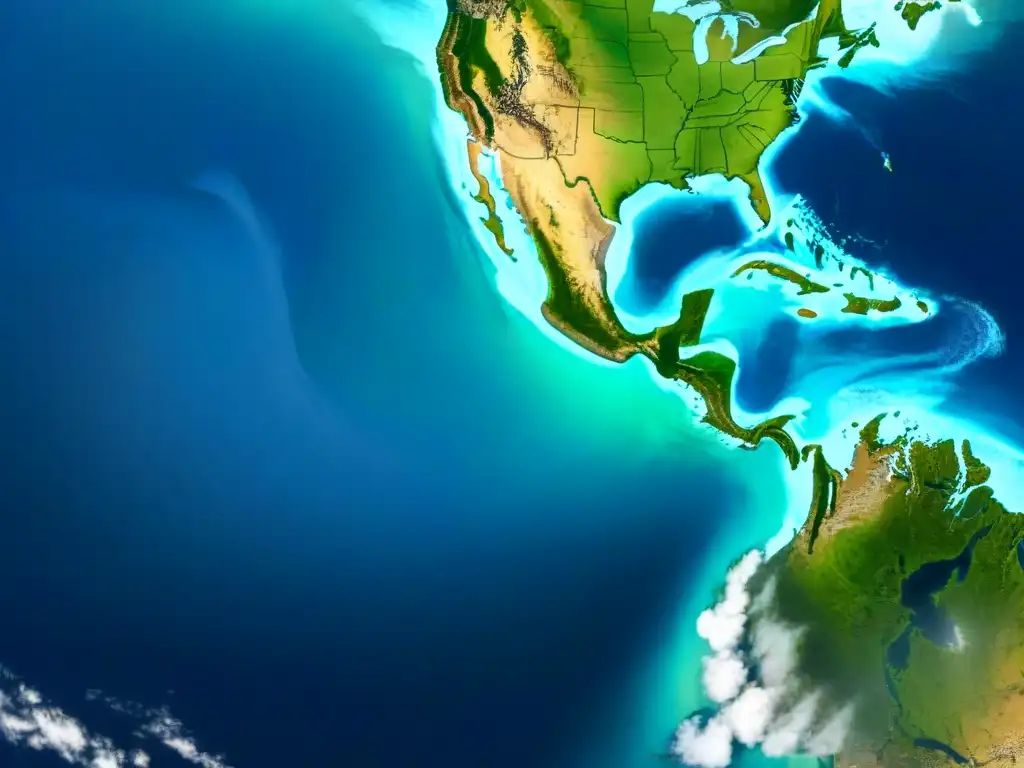 Esplendor terrestre: colores vibrantes desde el espacio Vista satelital de la Tierra: colores vibrantes, océanos azules, continentes verdes y detalles intrincados